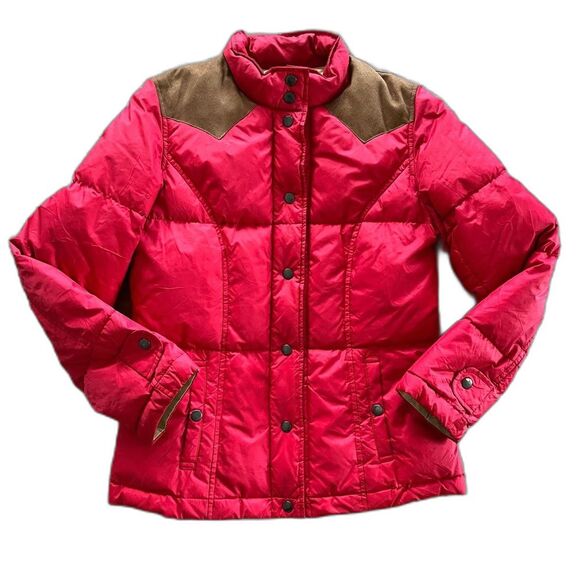 Vintage Japanese Duck Down Blend Red Quilted Puffer Coat Size S - Picture 1 of 8